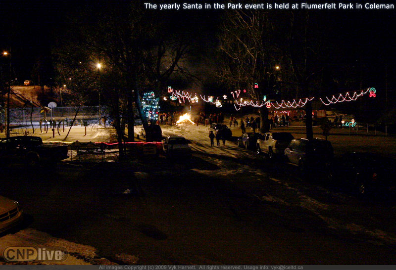 The yearly Santa in the Park event is held at Flumerfelt Park in Coleman