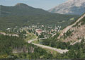 The town of Blairmore sits at the foot of Bluff Mtn. (right)