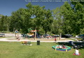 The kids waterpark in Flumerfelt Park in Coleman, Alberta in the Crowsnest Pass