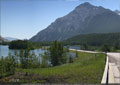 From BC Border looking east, Hwy 3 passes thru Island Lake, Sentry Mtn. in the background