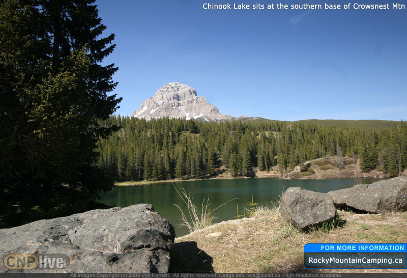 Chinook Lake sits at the southern base of Crowsnest Mtn