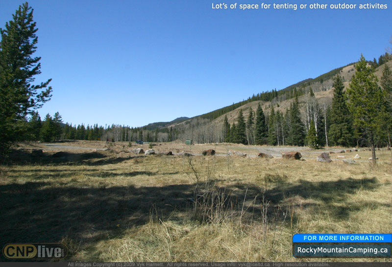 Lot's of space for tenting or other outdoor activities at Oldman River Group Camp