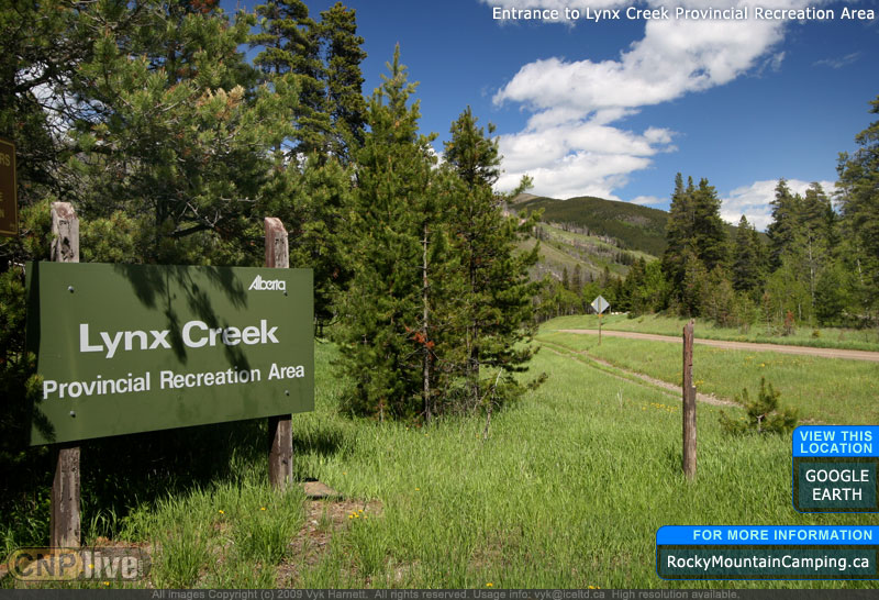 Entrance to Lynx Creek Provincial Recreation Area